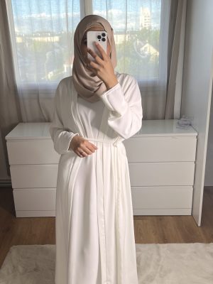 Kimono + Abaya sans manche - Blanc