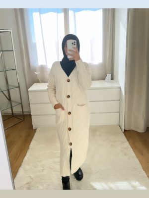 Gilet long - blanc cassé