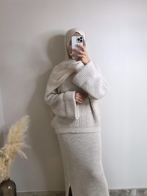 Ensemble pull/jupe beige - Lya