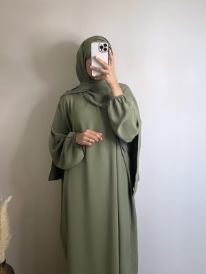 Abaya voile intégré - Kaki